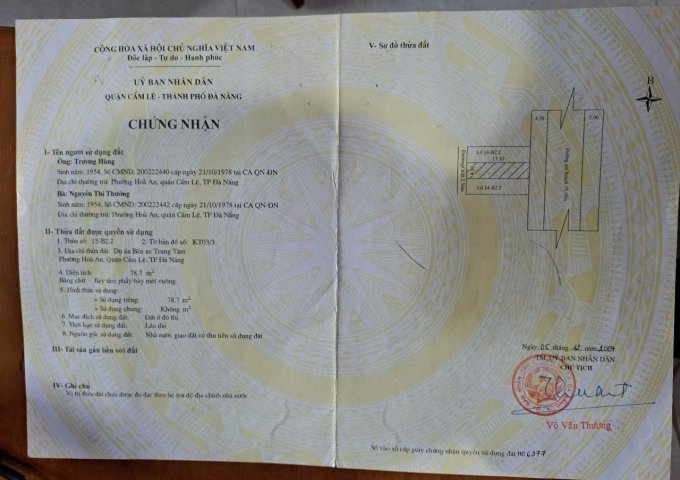 Bán đất tặng nhà c4 mặt tiền đường Lê Thạch Hòa An Cẩm Lệ Đà NẴng