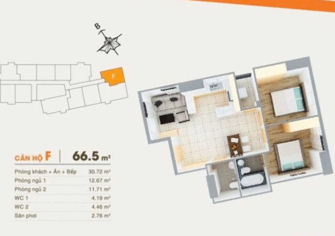 Bán căn hộ 2PN chung cư Central Plaza, Phạm Văn Hai - Tân Bình