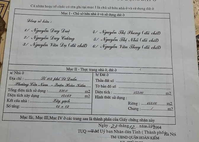 Chính chủ bán nhà mặt phố số 103 Lê Duẩn, P.Cửa Nam, quận Hoàn Kiếm, Hà Nội