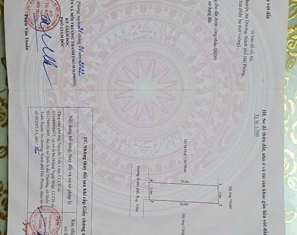 CẦN BÁN ĐẤT NỀN VỊ TRÍ ĐẸP,GIÁ HỢP LÝ,SỔ ĐỎ CHÍNH CHỦ TẠI AN DƯƠNG,TP HẢI PHÒNG