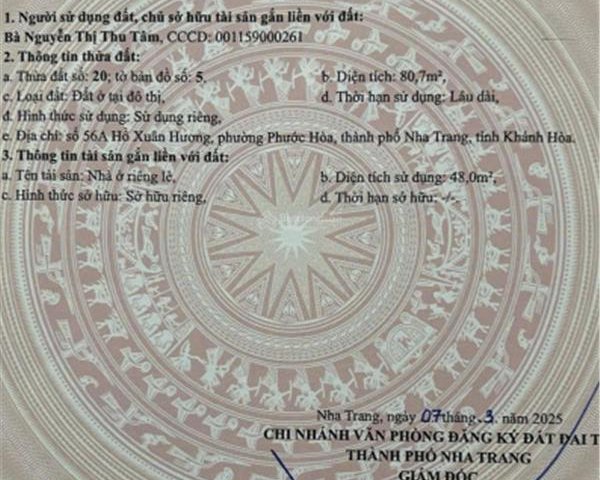 Bán Nhà Trung Tâm TP. Nha Trang, Đường Hồ Xuân Hương, Giá 4.9 Tỷ - Gần Biển, Chợ, Trường Học