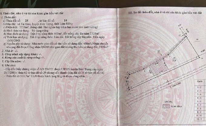 CẦN BÁN ĐẤT MẶT TIỀN,VỊ TRÍ ĐẸP,GIÁ HẤP DẪN TẠI LÂM ĐỒNG