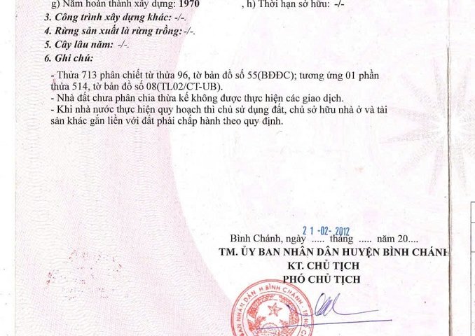 Bán đất tại Ấp 4, X. Tân Quý Tây, H. Bình Chánh, TP Hồ Chí Minh