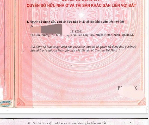 Bán đất tại Ấp 4, X. Tân Quý Tây, H. Bình Chánh, TP Hồ Chí Minh