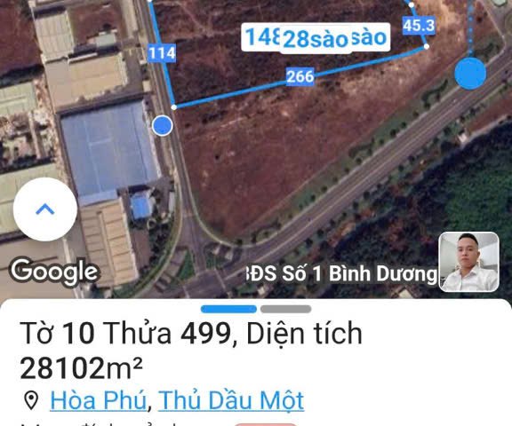 Bán đất SKC 2,8ha Hòa Phú TDM – Giá chỉ 5,5tr/m², gần KCN lớn, pháp lý sạch