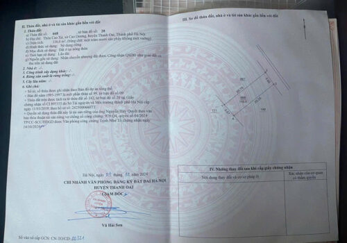 Cần bán gấp 116m2 đất tại Cao Xá, Cao Xuân Dương, Thanh Oai, Hà Nội