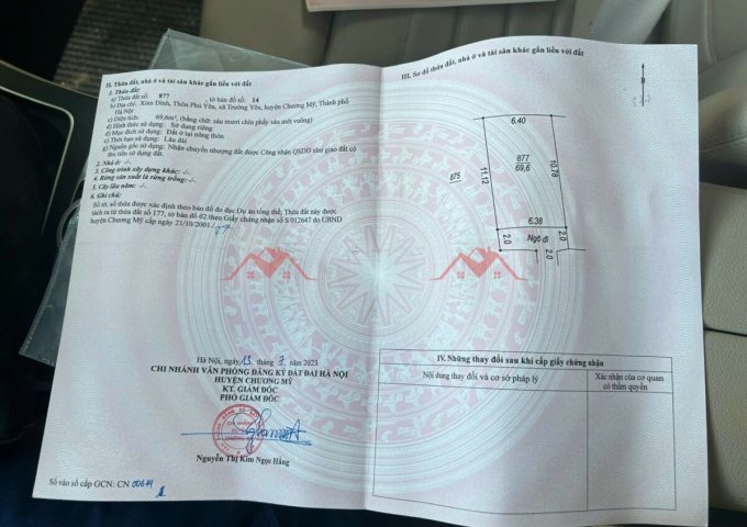 CHÍNH CHỦ BÁN LÔ ĐẤT 69,6M TẠI TRƯỜNG YÊN-CHƯƠNG MỸ-HÀ NỘI