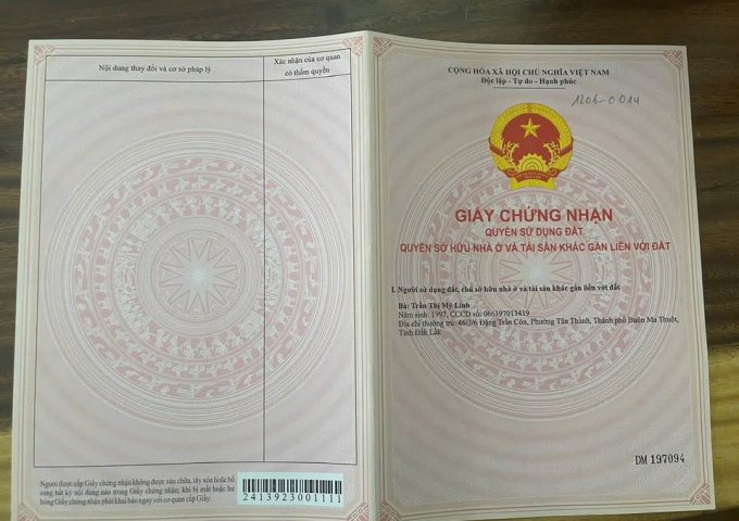 Chính chủ bán đất mặt tiền Nguyễn Tri Phương, TP Buôn Ma Thuột.