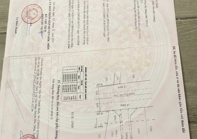 BÁN ĐẤT THỔ CƯ 2 MẶT TIỀN ĐƯỜNG SONG HÀNH – TÂN HIỆP, HÓC MÔN