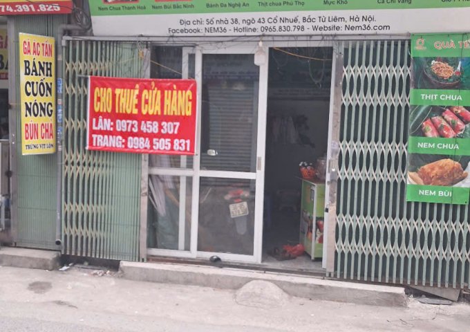 Cho thuê mặt bằng tại Bắc Từ Liêm. Số: 38 ngõ 43 Cổ Nhuế.
