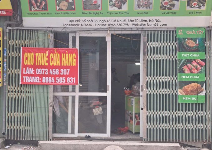 Cho thuê mặt bằng tại Bắc Từ Liêm. Số: 38 ngõ 43 Cổ Nhuế.