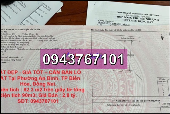 ⭐️Chính chủ CẦN BÁN LÔ ĐẤT tại phường An Bình, TP.Biên Hòa, Đồng Nai. 2,8tỷ, 0943767101
