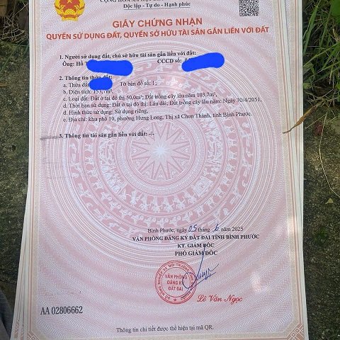 BÁN LÔ ĐẤT ĐẸP GẦN NGÃ TƯ CHƠN THÀNH – BÌNH PHƯỚC