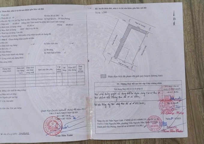 Bán Nhà 2 tầng An Đà, Ngô Quyền, Hải Phòng. Diện tích: 115m2 thực tế đã xây full!