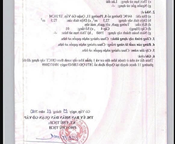 Chính chủ bán nhà nguyên căn tại Đường Số 8, Phường 11, Gò Vấp, Hồ Chí Minh