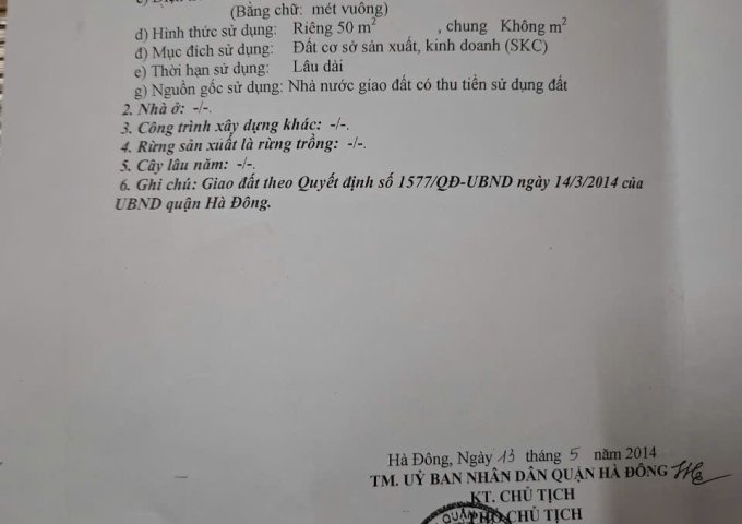 CHÍNH CHỦ CẦN BÁN NHANH LÔ ĐẤT 50m² KHU DỊCH VỤ XA LA – HÀ ĐÔNG