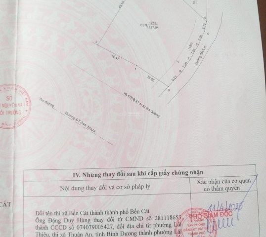 Bán Đất DT 1527m2, ĐT 744, Phú An, Bến Cát, Bình Dương, giá 9,16 tỷ VND, đẹp, nhiều tiện ích