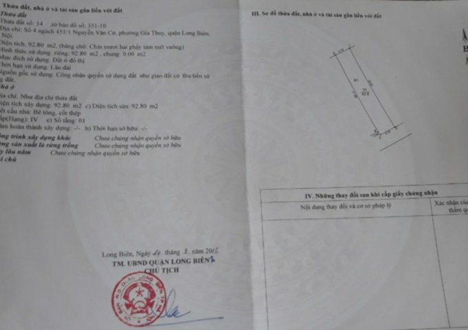 CẦN BÁN MẢNH ĐẤT ĐẸP – NGÕ 451/1 NGUYỄN VĂN CỪ, LONG BIÊN