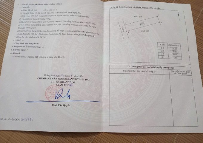 CHÍNH CHỦ CẦN BÁN ĐẤT ĐẸP – THÔN 10, XÃ QUỲNH LỘC, TX HOÀNG MAI, NGHỆ AN