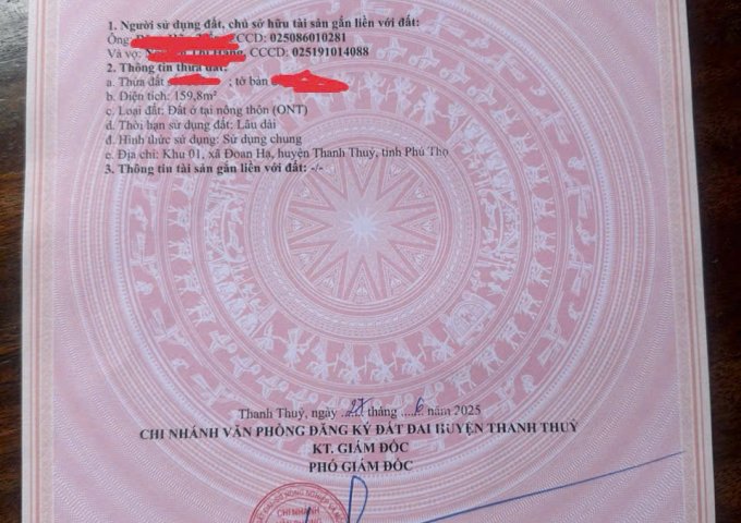 ► CHÍNH CHỦ CẦN BÁN LÔ ĐẤT ONT 188 – DOAN HẠ, THANH THỦY, PHÚ THỌ
