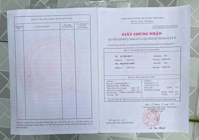 ► CẦN BÁN NHÀ CẤP 4 HẺM XE TẢI – TÂN MAI, BIÊN HÒA