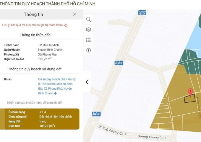 Bán Đất Thổ Cư Chính Chủ – Xây Biệt Thự – Sổ Hồng Riêng - Đường Xương Cá 1, Xã Phong Phú, Bình Chánh, HCM