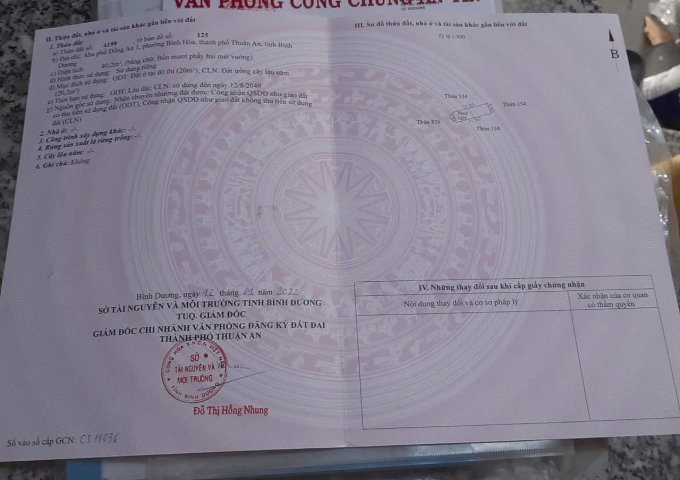 Chính chủ bán lô đất tại Phường Bình Hoà, TP Thuận An ( nay là Phường Bình Hoà, TP HCM ).