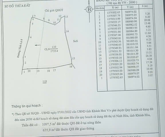 CHÍNH CHỦ BÁN ĐẤT MẶT TIỀN TỈNH LỘ 8 – THÔN TÂN SƠN, XÃ NINH XUÂN, NINH HÒA – KHÁNH HÒA