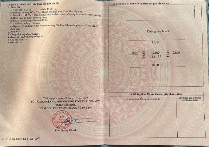 CHÍNH CHỦ CẦN THANH KHOẢN LÔ ĐẤT ĐẸP – GẦN CHỢ KÝ TÚC XÁ SAMSUNG GALAXY, PHỔ YÊN, THÁI NGUYÊN