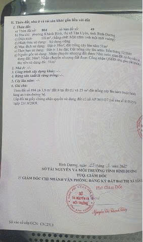 BÁN LÔ ĐẤT VỊ TRÍ ĐẸP – PHƯỜNG KHÁNH BÌNH, TÂN UYÊN