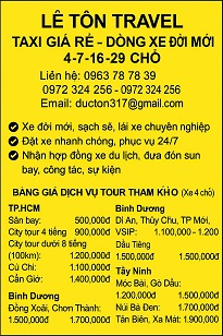 LÊ TÔN TRAVEL – TAXI GIÁ RẺ – DÒNG XE ĐỜI MỚI 4-7-16-29 CHỖ