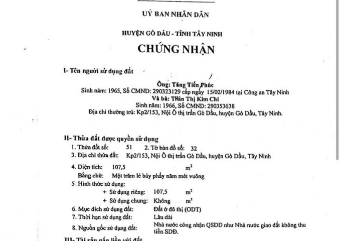 CHÍNH CHỦ BÁN ĐẤT TẶNG NHÀ FULL NỘI THẤT TRUNG TÂM CHỢ GÒ DẦU, THỊ TRẤN GÒ DẦU TÂY NINH