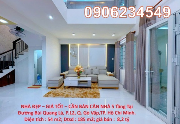 ⭐CẦN BÁN nhà 5 tầng tại đường Bùi Quang Là (P.12, Gò Vấp), TP. Hồ Chí Minh. 0906234549