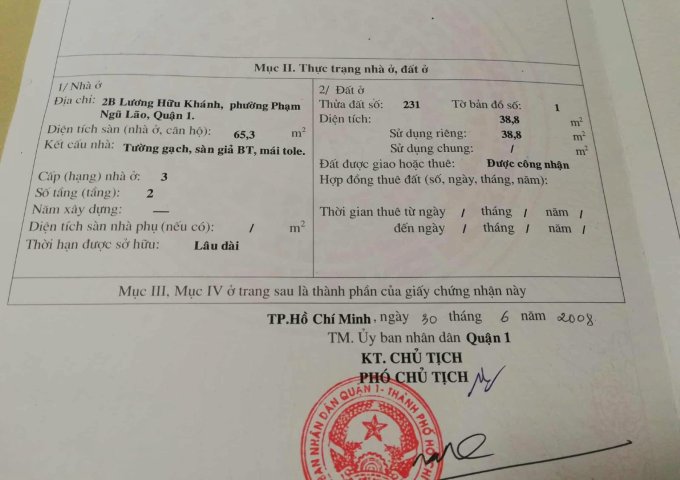 CHÍNH CHỦ BÁN GẤP NHÀ GÓC MŨI TÀU – 2 MẶT TIỀN SIÊU ĐẸP TRUNG TÂM QUẬN 1