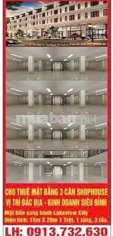 GIÁ TỐT: CHO THUÊ 3 CĂN SHOPHOUSE LIỀN THÔNG NHAU 300M2( DTSD 1.500M2) -ĐỐI DIỆN GLOBAL CITY, TP.THỦ ĐỨC