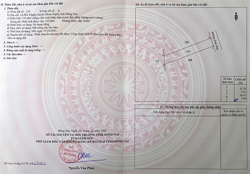 BÁN ĐẤT XÃ PHÚ THẠNH, HUYỆN NHƠN TRẠCH, TỈNH ĐỒNG NAI