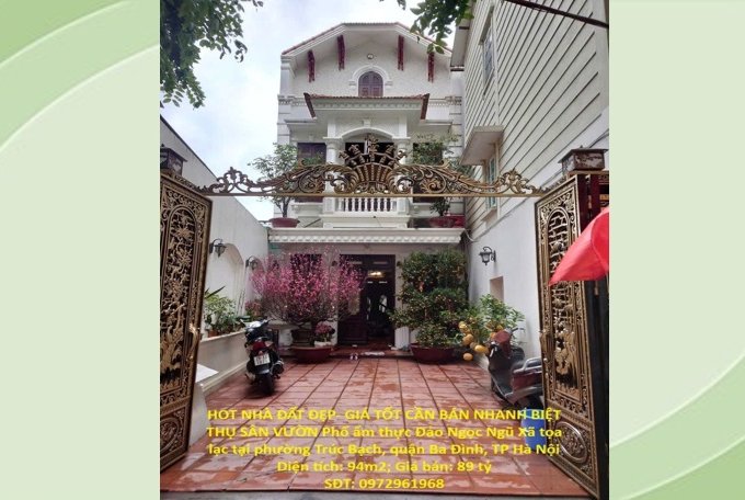 ⭐Chính chủ bán nhà phố đẹp có sân vườn đẹp - Giá tốt tại Trúc Bạch, Ba Đình, Hà Nội. 0972961968