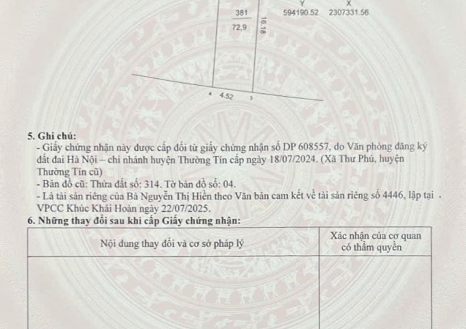 LÔ ĐẤT ĐẸP TẠI PHÚ MỸ – XÃ THƯ PHÚ – HUYỆN THƯỜNG TÍN – HÀ NỘI