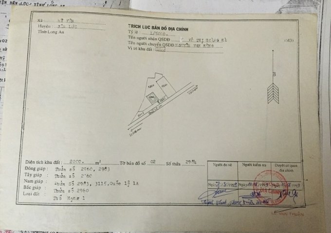 BÁN ĐẤT MẶT TIỀN QUỐC LỘ 1A – ĐỐI DIỆN KHU DESTINO – XÃ MỸ YÊN, BẾN LỨC, LONG AN
