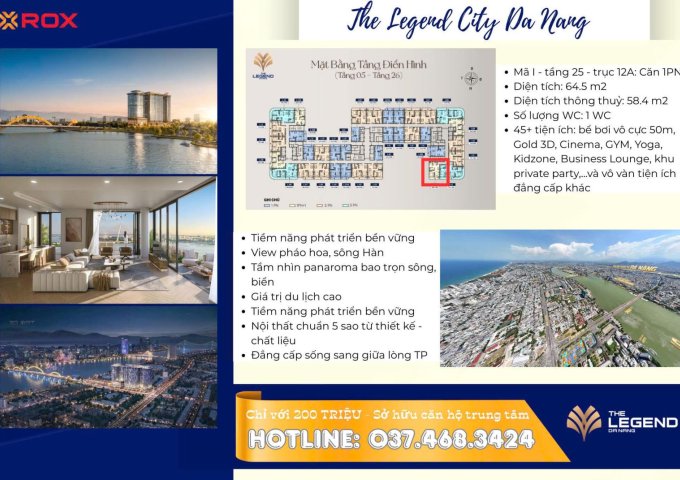 THE LEGEND CITY DA NANG Căn I.25-12A: VIEW SÔNG HÀN + VIEW PHÁO HOA CHỈ CÓ 1