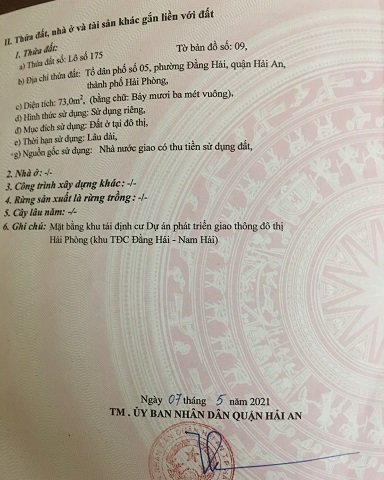 BÁN LÔ ĐẤT SIÊU ĐẸP – TỔ 5, ĐẰNG HẢI, HẢI AN, HẢI PHÒNG