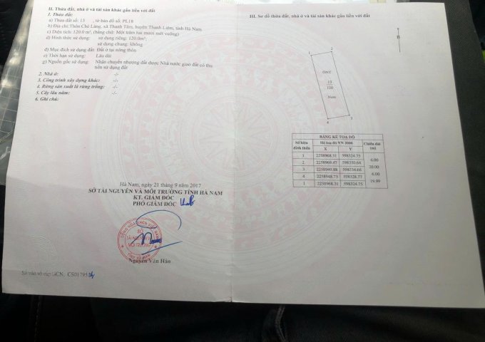 CHÍNH CHỦ BÁN LÔ ĐẤT PHÂN LÔ CHÈ LÀNG – THANH LIÊM, HÀ NAM CŨ