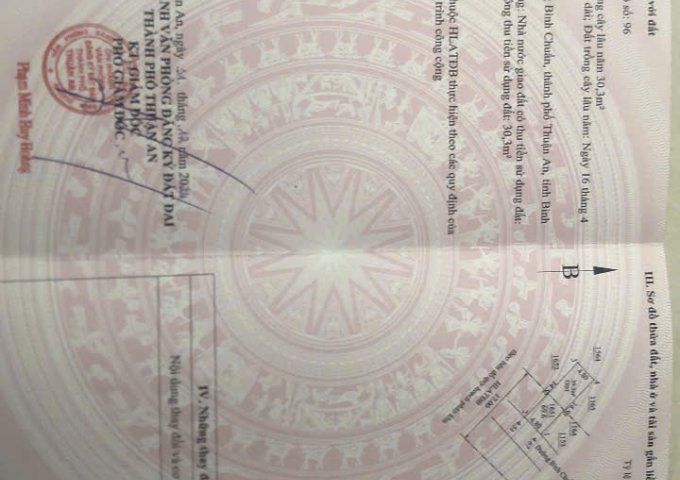 Bán đất sổ riêng mặt tiền đường Bình Chuẩn – vị trí kinh doanh tốt.