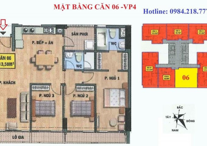 Bán căn 3 phòng ngủ chung cư cao cấp HUD tòa VP4 bán đảo Linh Đàm, Ban công đông nam, View hồ