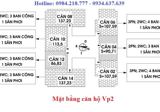Bán căn 4 phòng ngủ chung cư cao cấp VP2 bán đảo Linh Đàm (HUD)